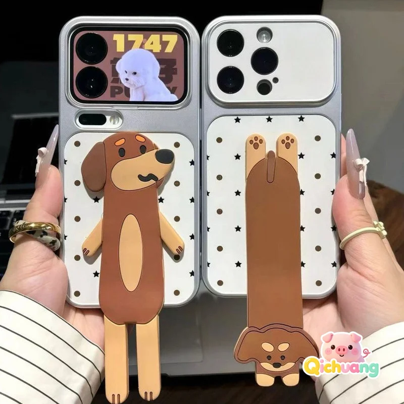 Cute Dog Holder Phone Case For Samsung Galaxy A57 A56 A55 A54 A53 A52 A52S A51 A50 A50S M40S A30S A73 A72 A71 F42 Back Cover