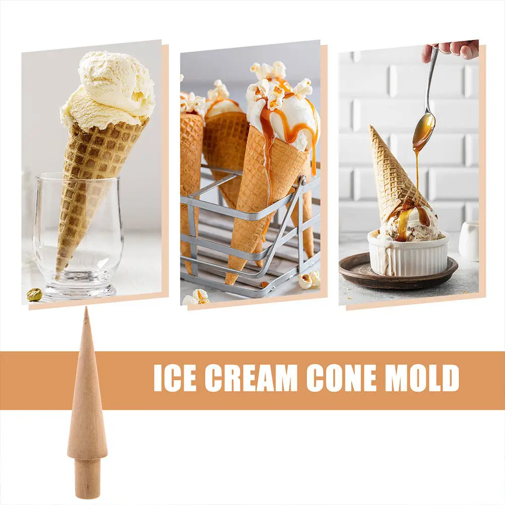 3Pcs Ice Cream Cone Maker Wood Mold Baking Cone Shaper DIY Egg Roll Roller Multi-Use Kitchen Tool Egg Roll DIY Mold