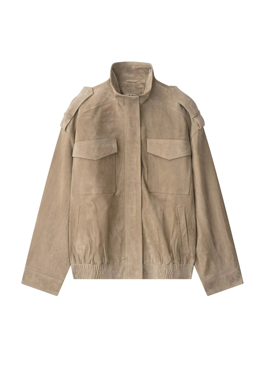 

Осенне-коричневая американская рабочая одежда с воротником-стойкой, повседневная свободная замшевая куртка, женская 434770, ветрозащитная застежка-молния