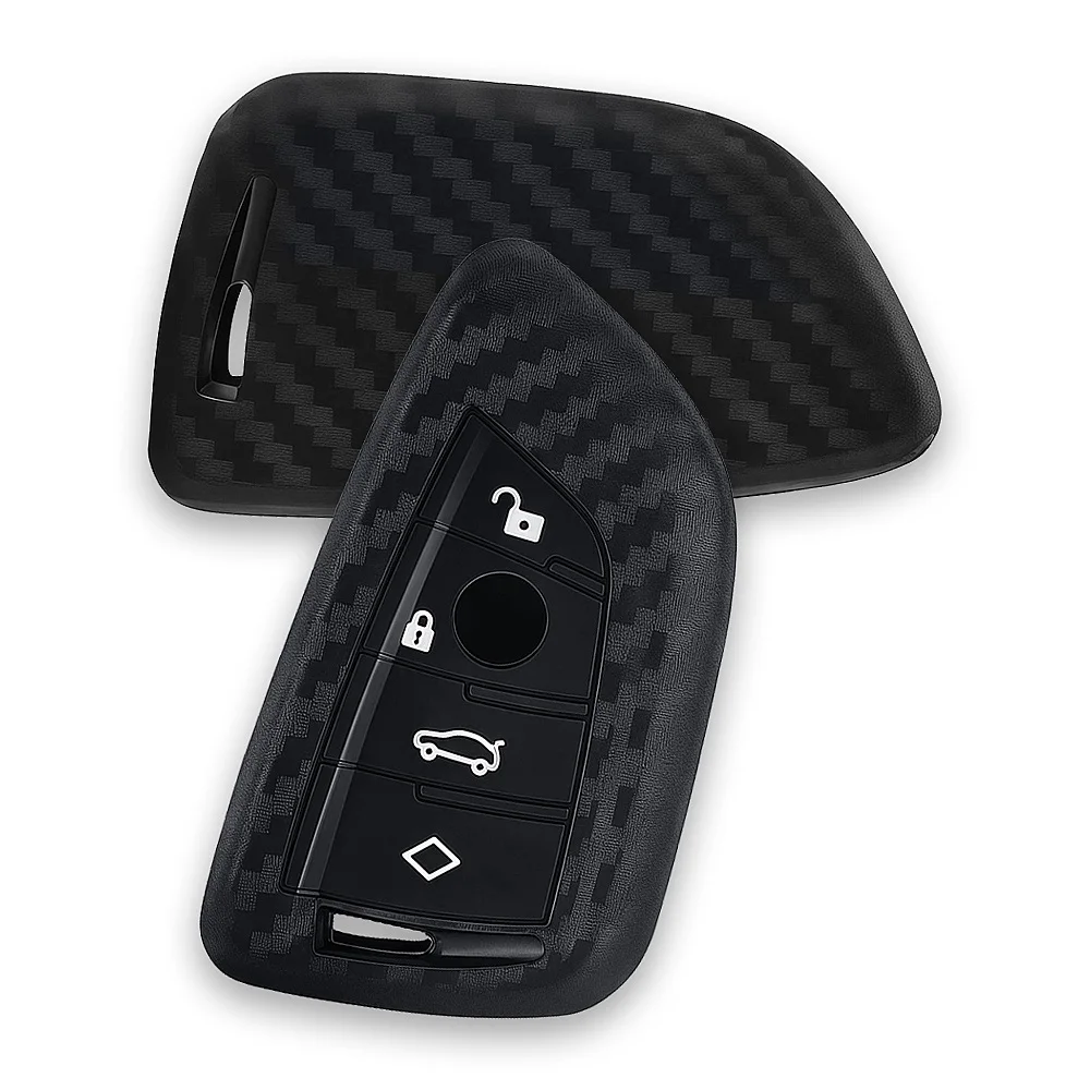 For BMW 2 3 5 6 7 Series X1 X2 X3 X5 X6 2023 2022 2021 Remote 4 Button Silicone Key Fob Ring Chain Case Cover Holder Protector