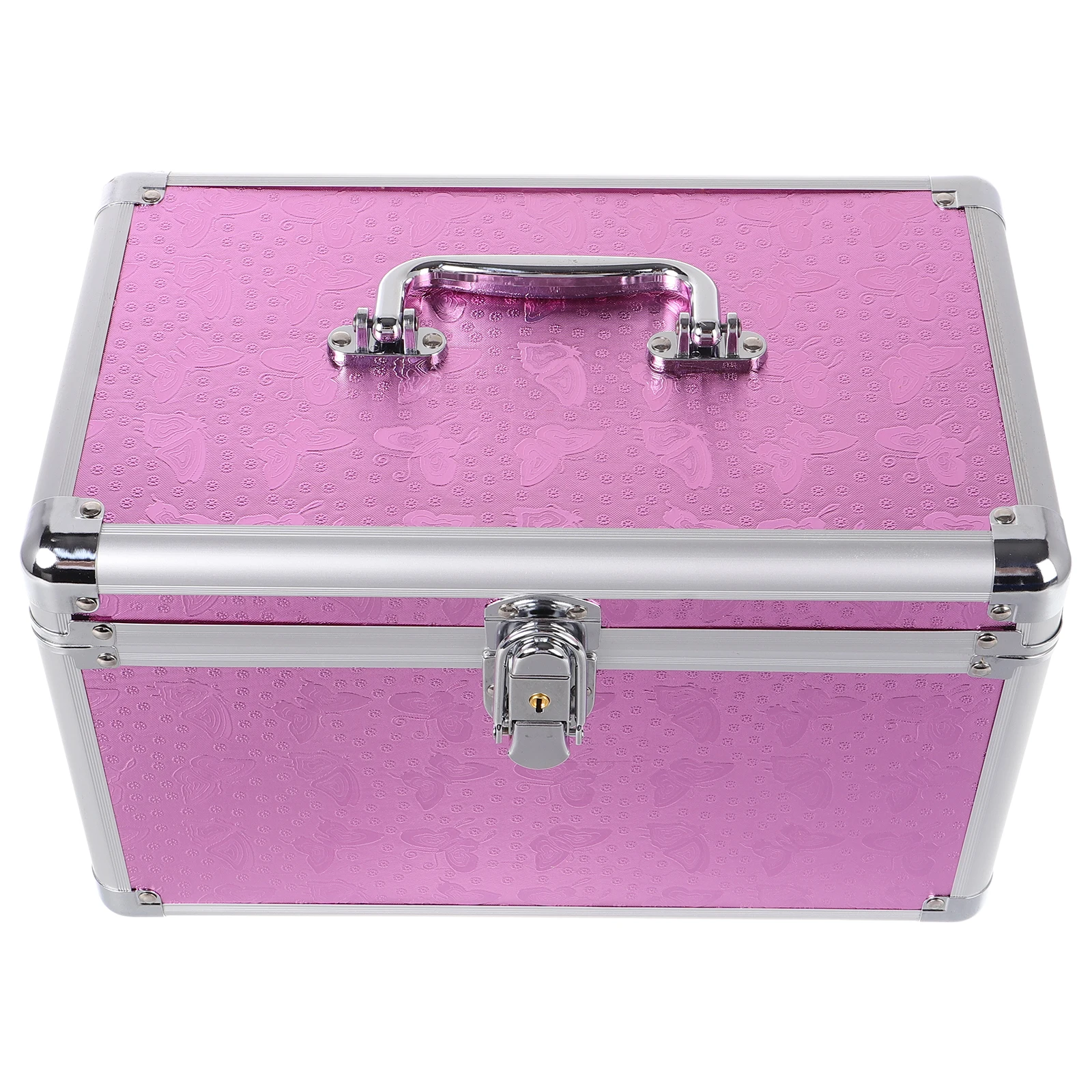 

Privacy Box Large Capacity Pink Aluminum Alloy Storage Case for Home Office Travel Tools Container Metal Box