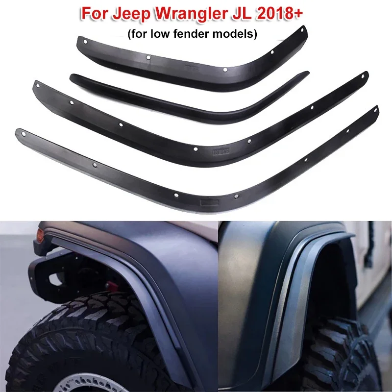 

4pcs Car Front Rear Wheel Fender Flares for Jeep Wrangler JL 2018+ (For Low Fender Models)