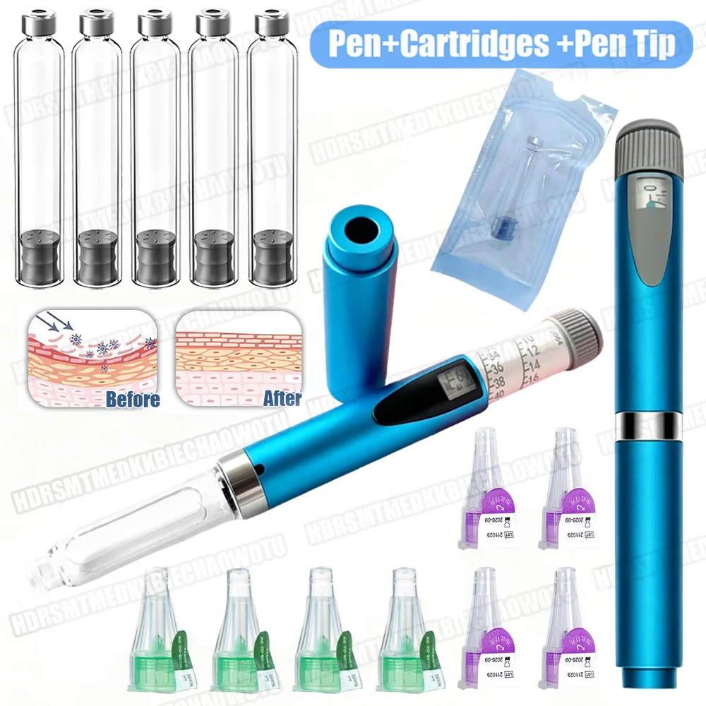 Precise Dosing Reusable Insulin Pens 3ml Cartridges Empty Cassette Bottle 4-8mm Pen Tip Sterile Beauty Multi-use Injection Pen
