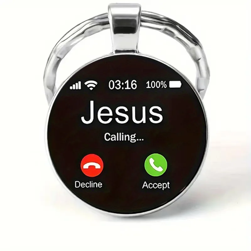 Mobile phone call interface pattern alloy glass keychain accessories Pendant