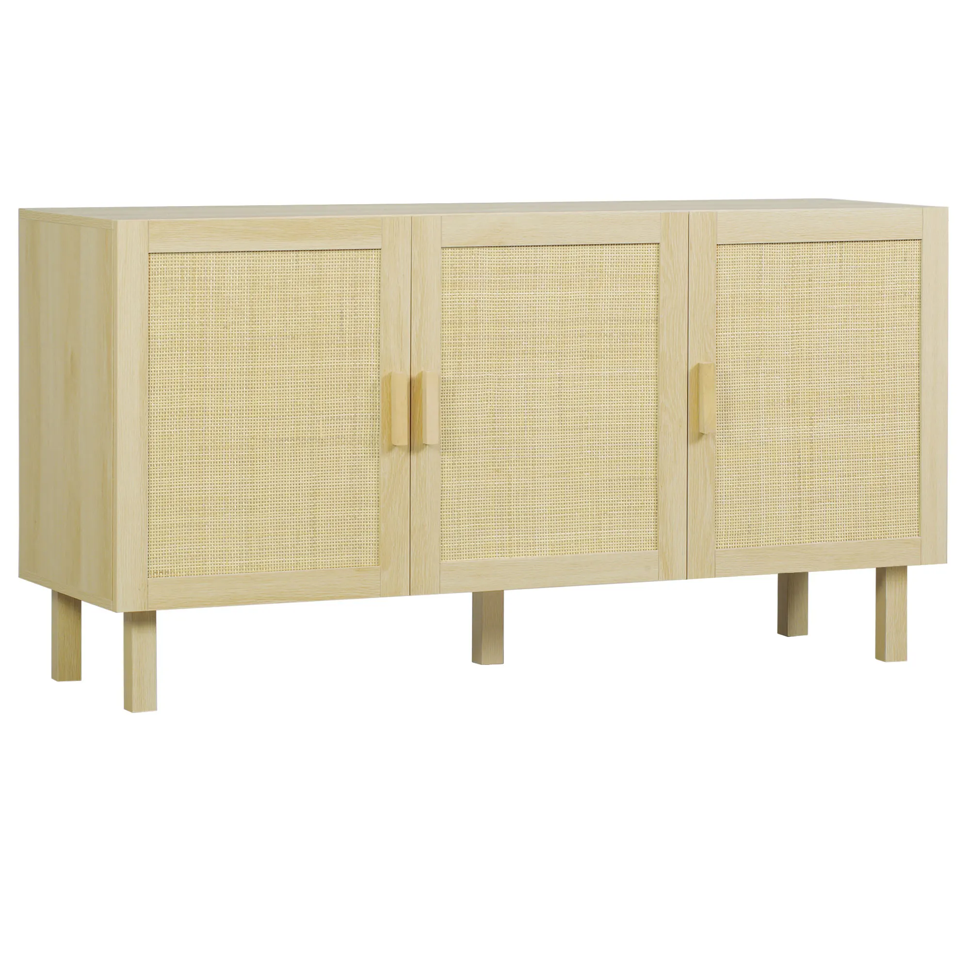 Homcom Aparador 3 Puertas De Rejilla De Ratán Con Estantes Ajustables Para Comedor Entrada Dormitorio Natural 136X41X70 Cm — -43%, 75.85€ Coupon, from 100.55€ – 43% descuento – €100.55