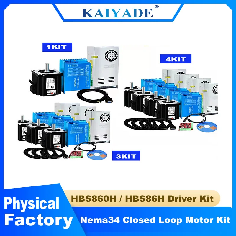 

Nema34 Closed Loop Stepper Motor 4.5Nm 8.5Nm 12.5Nm with Encoder Driver Power Supply MACH3 Interface Board for CNC Engraver Kit
