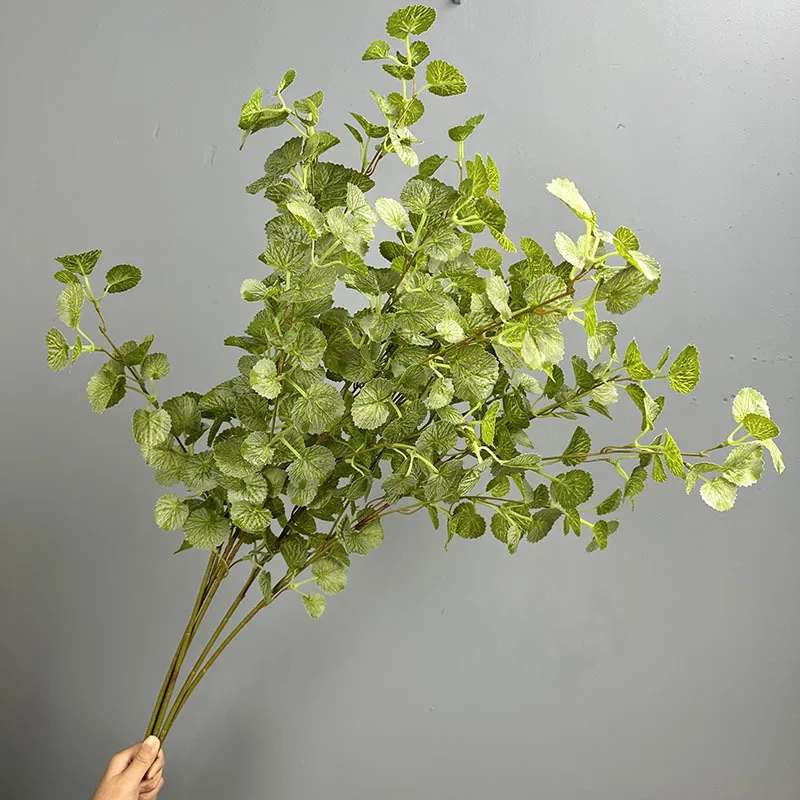 Plantas de simulación de tacto Real, rama de hojas Haitang florales de 90cm, decoración de restaurante, planta Artificial, hoja de pomelo verde blanco