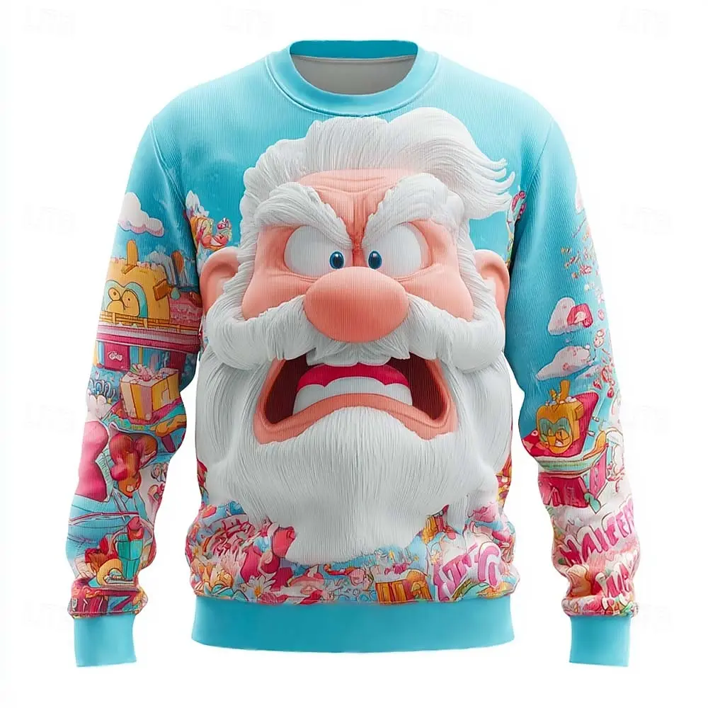 

Fashion Creative Santa Clause O-Neck Sweatshirts 3D Print Funny Expression Graphic Long Sleeve Tops Autumn Winter Casual Clothes