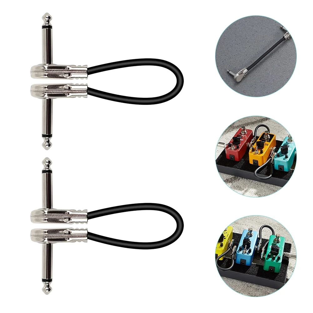 2pcs Professional Electric Patch Cables Flat Head Bass Audio For Musical Instruments Lightweight Replacement Guitar Effect Pedal