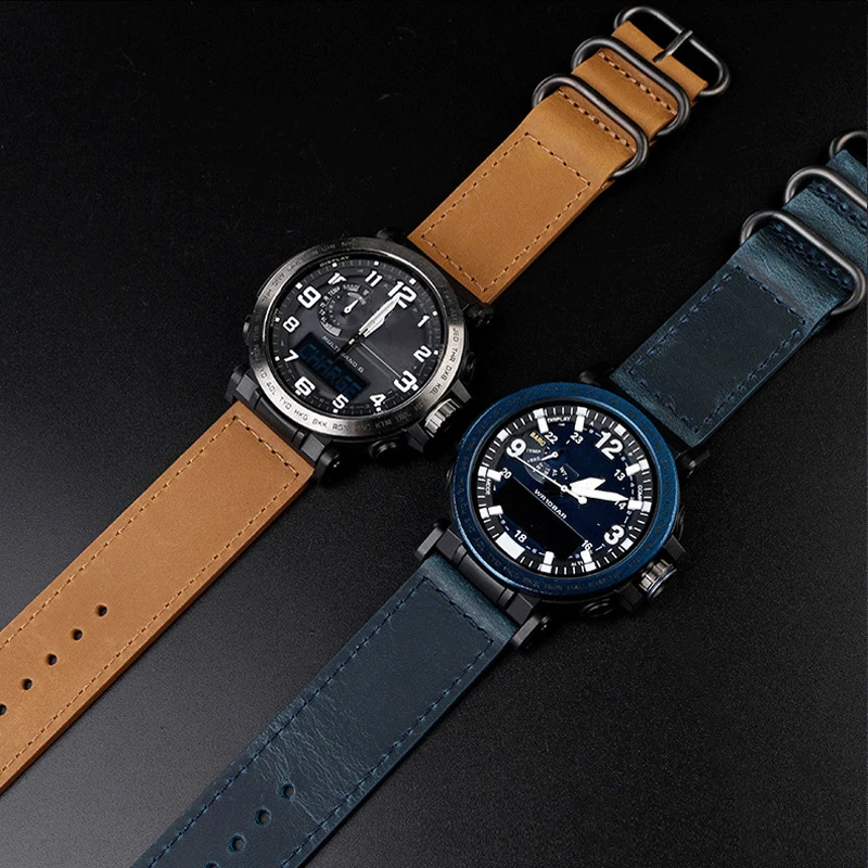 Pulseira de couro crazy horse para samsung galaxy watch 7/6/5/4/fe/3 20mm 22mm pulseiras retrô huawei watch gt 5-4-3-pro
