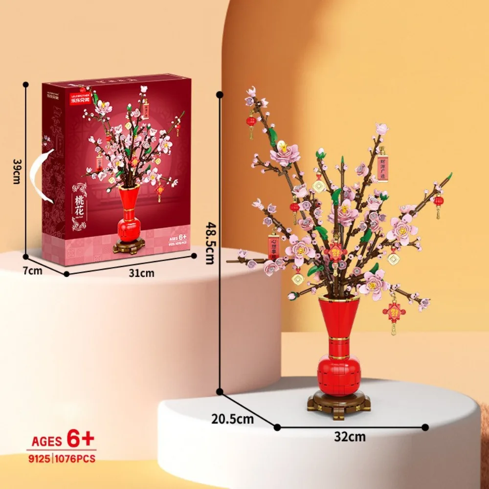 

Plastic Flower Building Blocks Handmade Plum Blossom Design Bonsai Building Blocks Narcissus Design Assembly