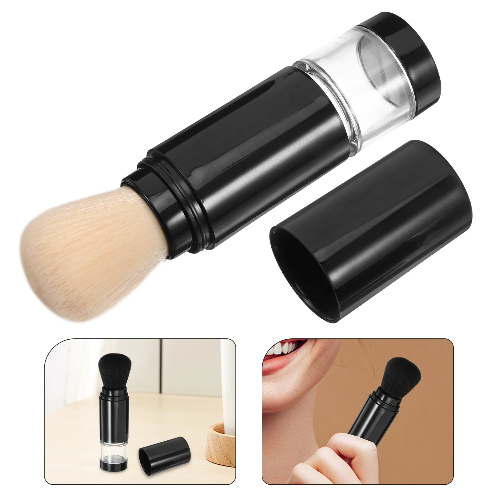 Brocha de maquillaje en polvo automática, brocha pequeña y ligera para colorete facial, herramienta cosmética para polvos sueltos para mujeres, herramientas cosméticas