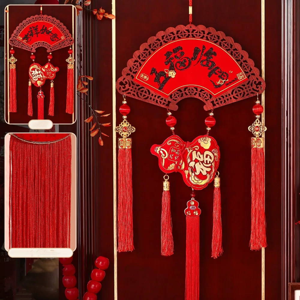 

Flocking Chinese Lucky Character Pendants Traditional Creative Chinese Knot Pendant Handmade with Tassel