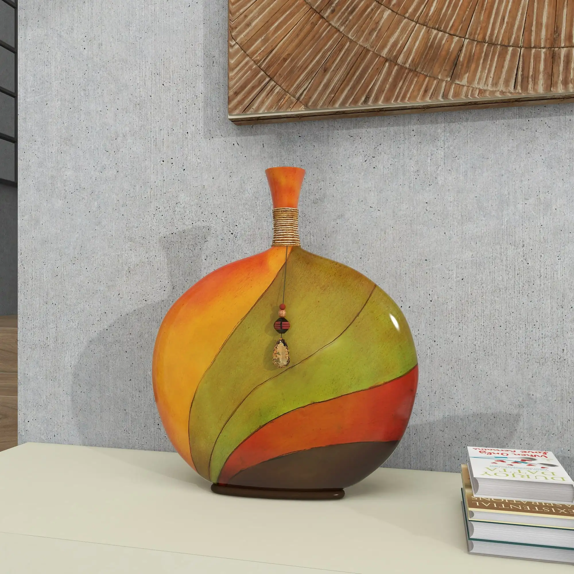 

DecMode 20" Florero de Polipiedra Multicolor con Acento de Cristal