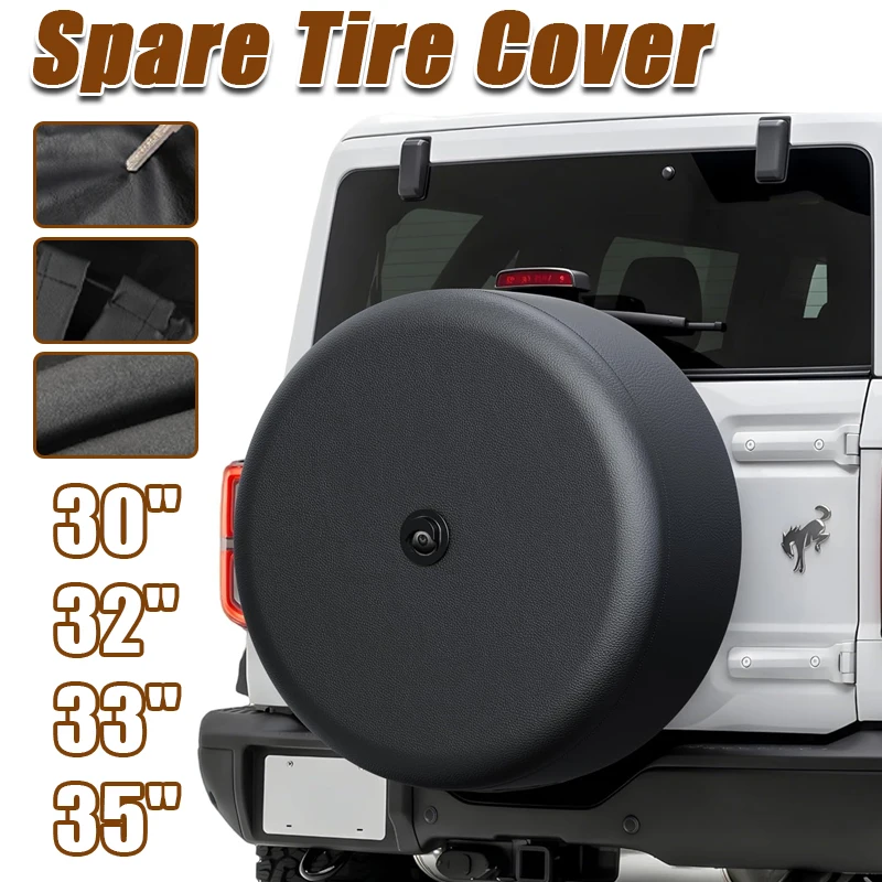 

Moonet Universal Car Spare Tire Cover Leather Cover 32'' 35'' inch for Ford Bronco (2021-2025) with Backup Cameras