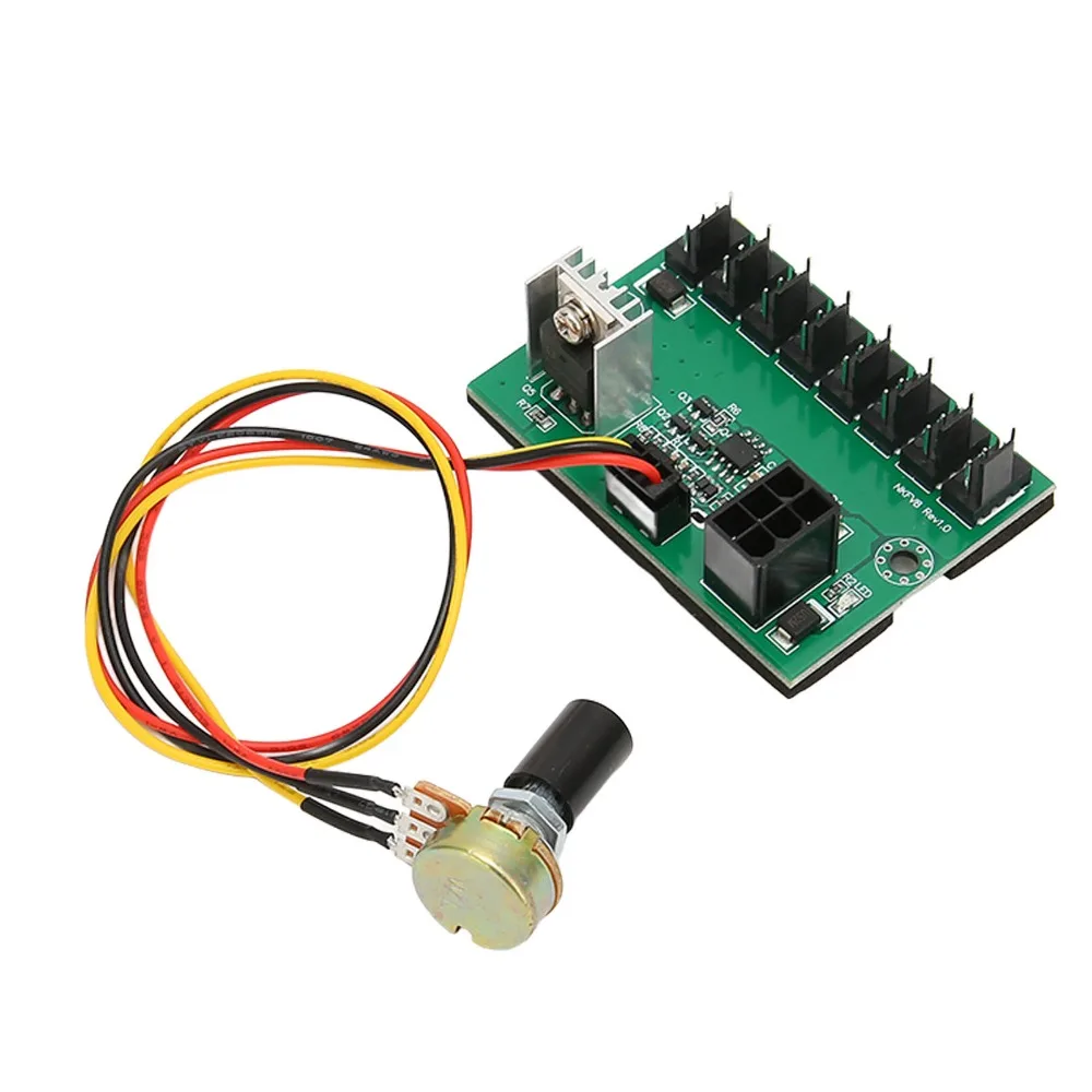 Durable 2 Pin 3 Pin 4 Pin PC Fan Hub 8 Way Splitter 6 Pin Power Port Fan Adapter Plug and Play PWM Fan Hub PC Case Cooling