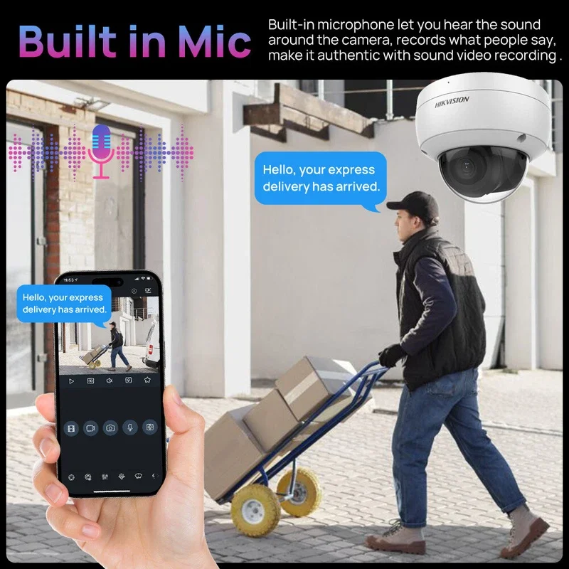 

Hikvision 4K 8MP DS-2CD1183G2-LIUF POE IP Camera Built-in Mic Dual-Light Smart Hybrid Light ColorVu Fixed Dome Network Camera