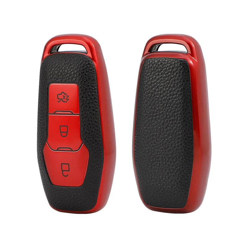 Leather TPU Car Remote Key Case Cover Holder For Ford Focus 3 4 ST Mondeo 5 MK5 Mustang F-150 Explorer Edge Fiesta Kuga MK3 4