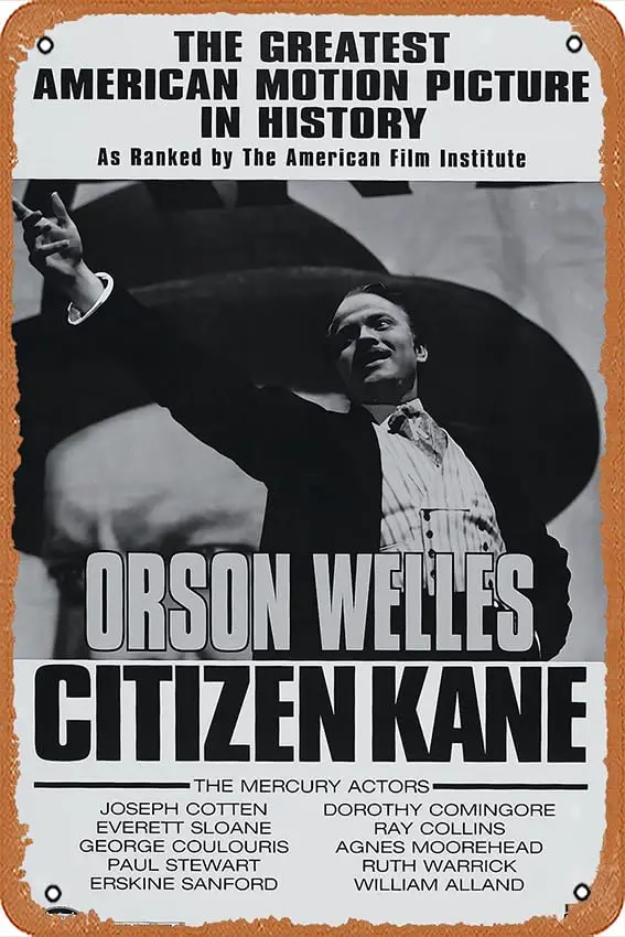 Retro Movie Orson Welles Movie Poster Fan Funny Plaque Poster for Indoor Outdoor Yard Man Cave Garage Farmhouse Bar Pub Beer Wal