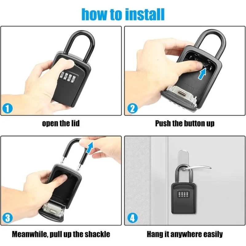 1/2Pcs 4 Digit Combination Key Safe Outdoor Anti-Theft Storage Box Real Estate Agent Vacation Rental Zinc Alloy Key Safe