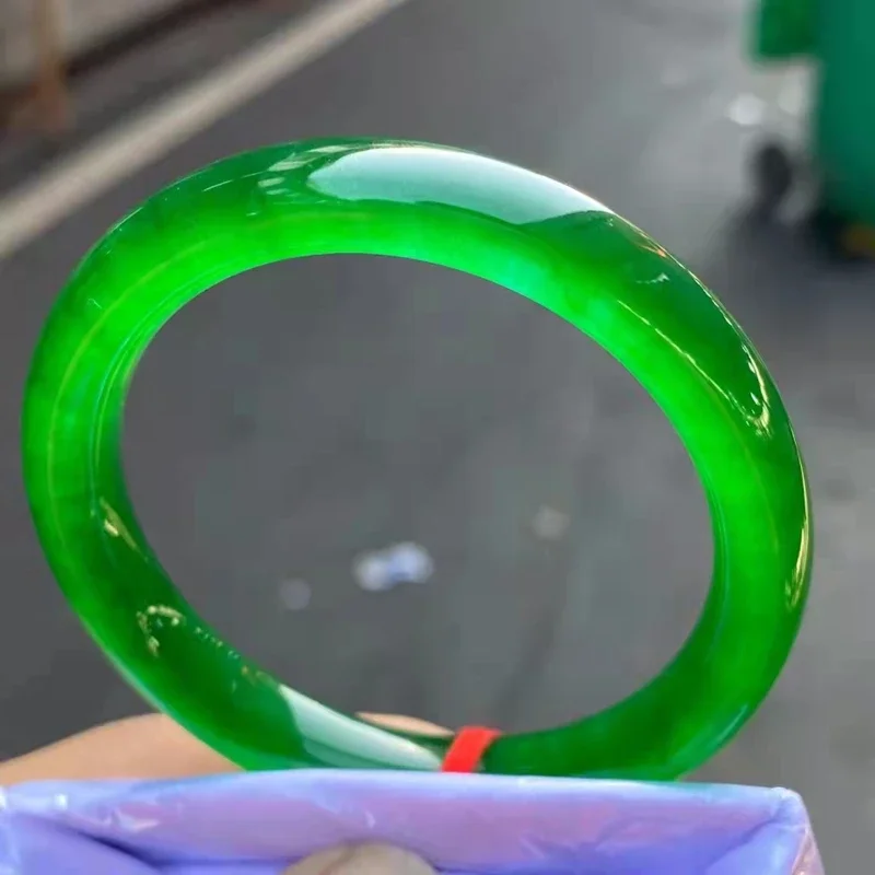 

New Natural Myanmar Grade A High Ice Floating Green Flower Bangle Jadeite Handring Emerald Jade Bracelet Delicate Scarce Jewelry