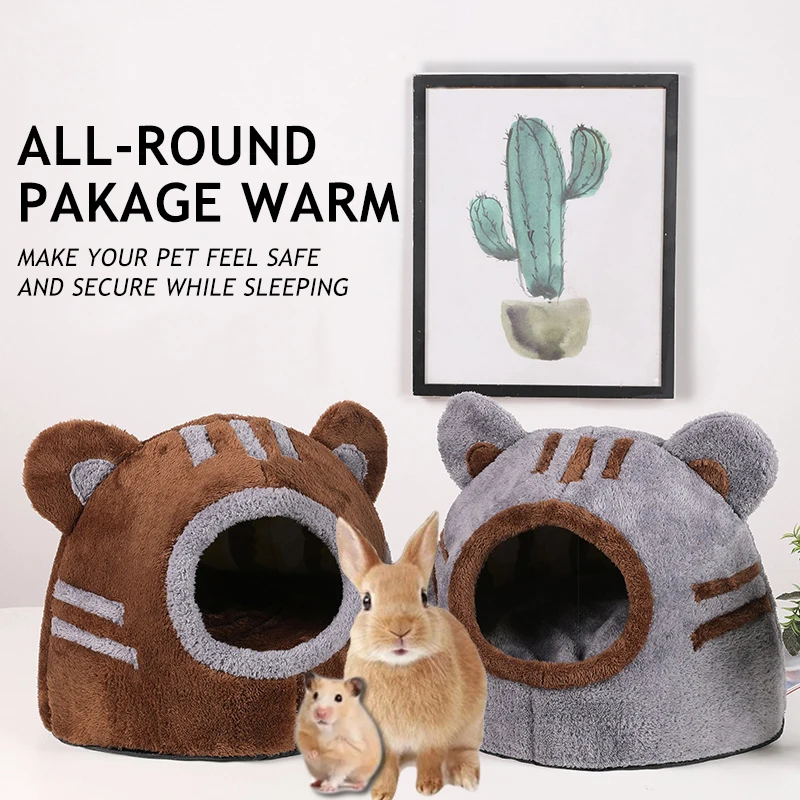 

Cute Mini Cage Rabbit Squirrel Winter Warm Mat Guinea Pig Nest Hamster House Animal Sleeping Nest Warm Bed Small Pet Items