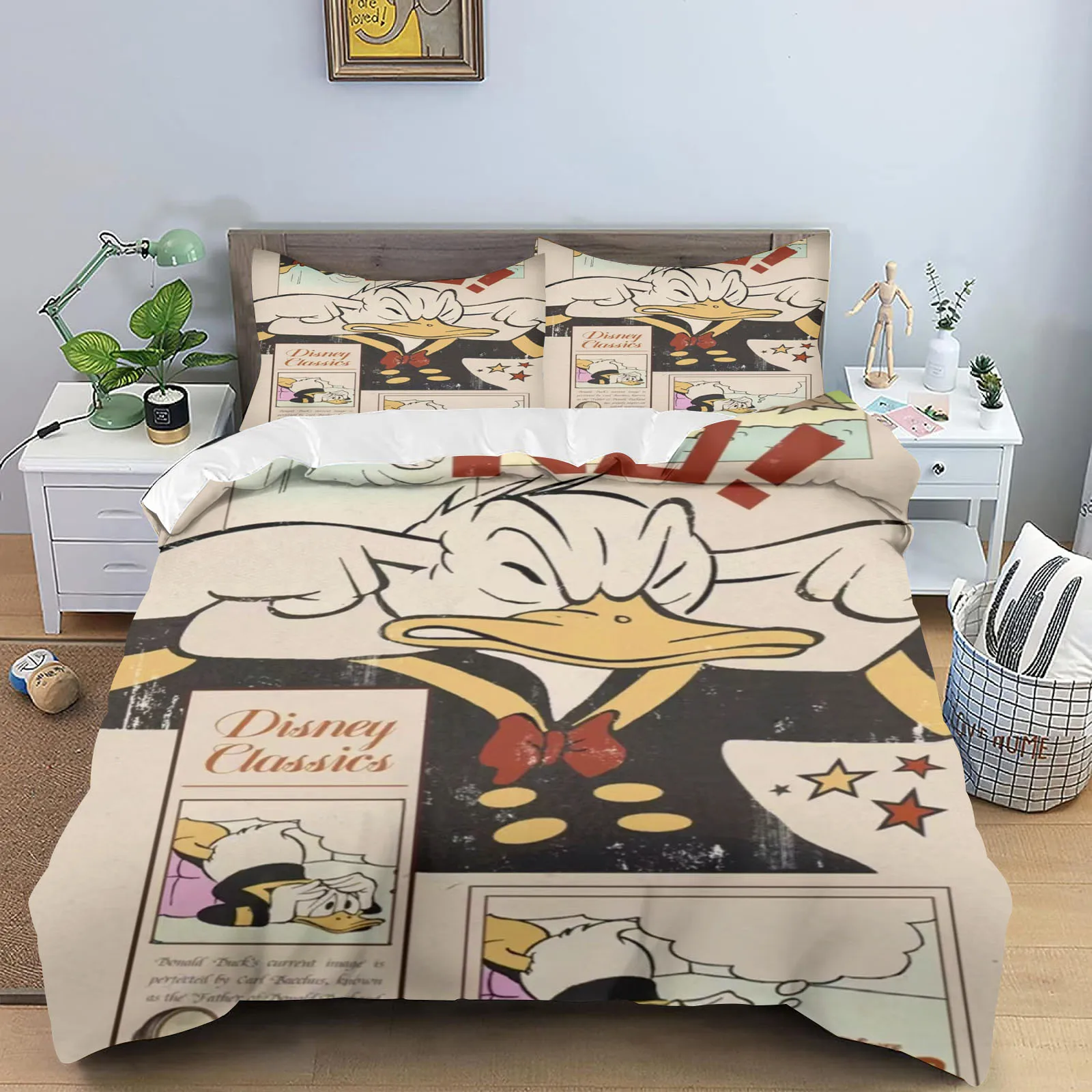 

Mickey Donald Duck Quilt Cover Cartoon Duvet Cute Printing Home Breathable Childrens Bedding Custom Made Various Sizes Set