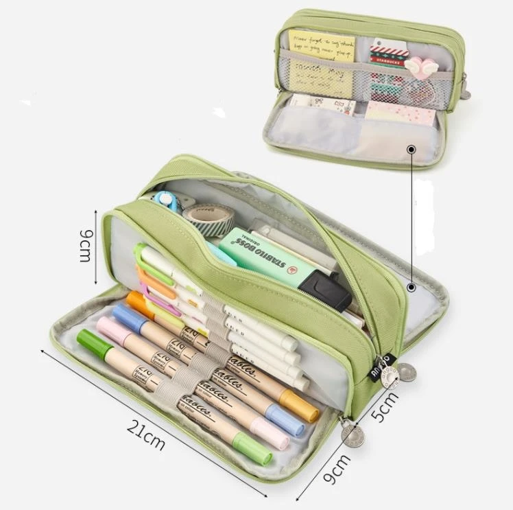 Double Sided Pen Bag Pencil Case Special Macaron Color Dual Canvas Pocket Storage Bag Pouch Stationery School Travel  SN4142