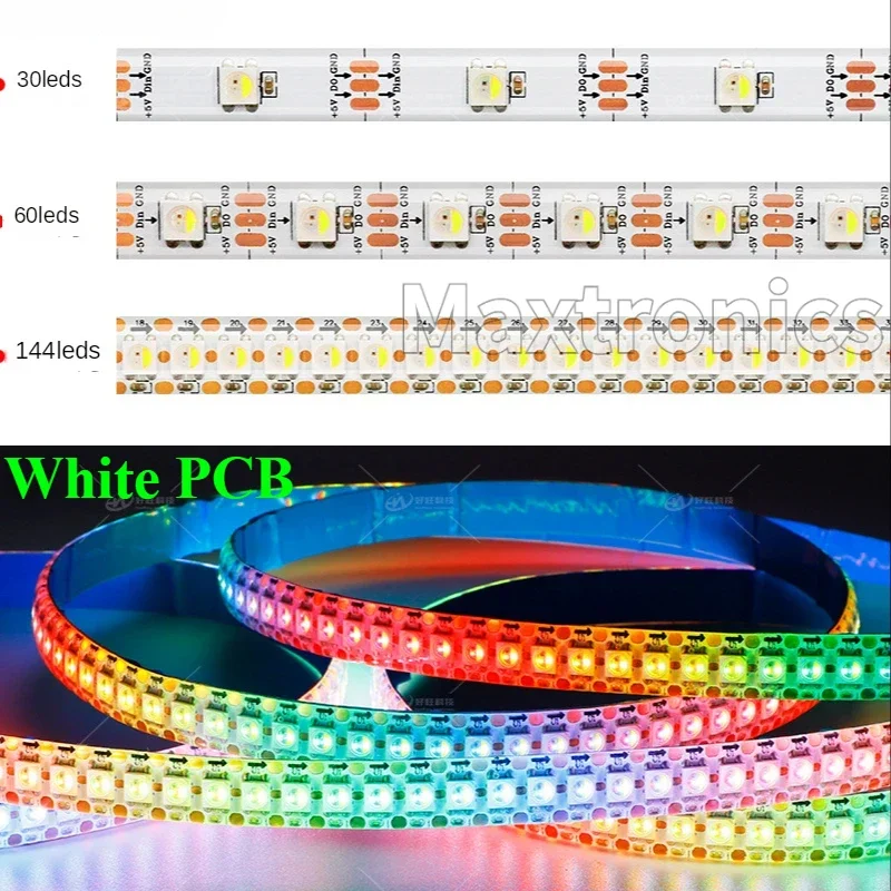 Tira de luces Led RGBW de 1-5M DC5V SK6812 (Similar a WS2812B) 4 en 1 30/60/144 Leds/Pixels/m IP30/IP65/IP67 cinta direccionable Individual