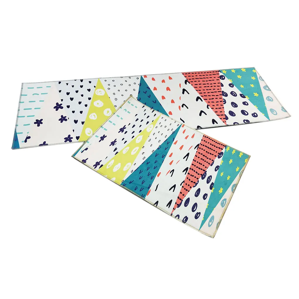 

2pcs Kitchen Anti-slip Floor Mat Carpet Water Absorbing Bathroom Pad Rug, Black and White Grids, 40x60cm&40x120cm