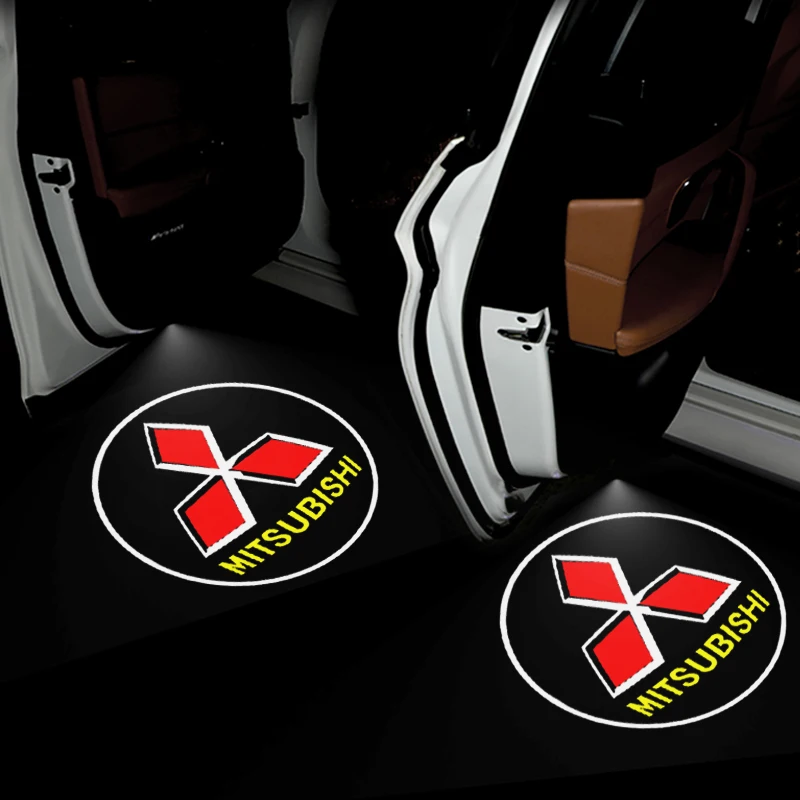 Para Mitsubishi Outlander 3 Lancer ASX L200 RALLIART Pajero puerta de coche luz de bienvenida lámpara de proyector LED accesorios de luces de cortesía