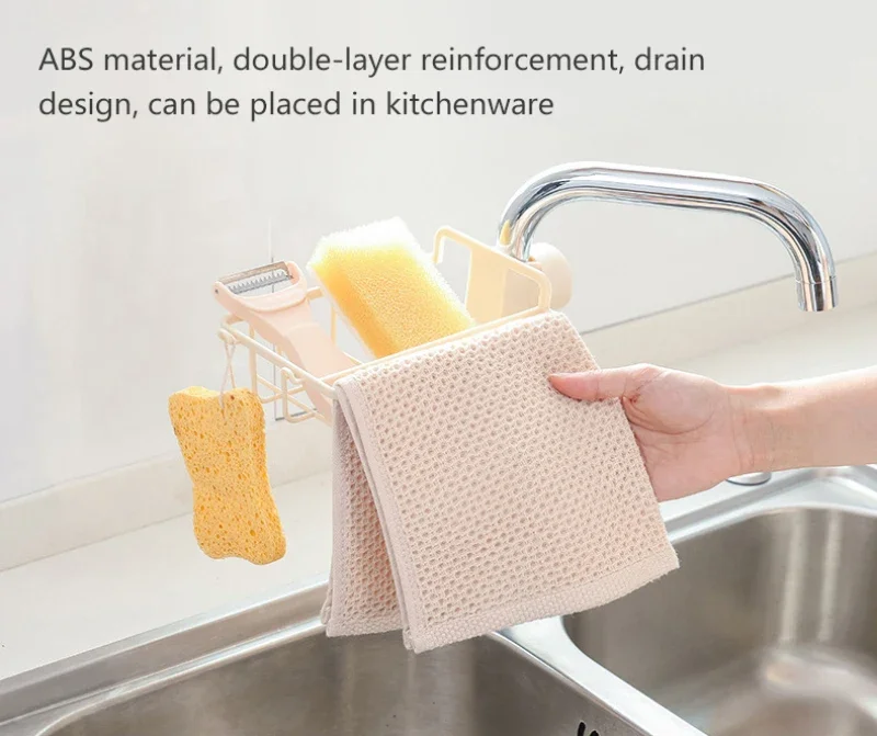 Bathroom Shelves Bathroom Hardware Bathroom Fixture Sponge Rag Sink  Drain Rack With Hook Faucet Rack