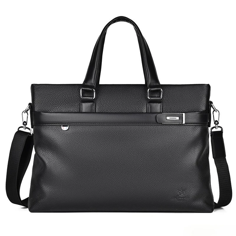 Men'S Genuine Leather Large Capacity Laptop Briefcase Convertible Crossbody Professional Office Top Handle