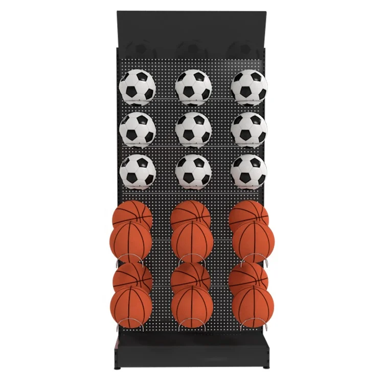 ชั้นวางสินค้าแบบติดผนังโลหะสำหรับเก็บอุปกรณ์กีฬา เช่น ลูกฟุตบอล บาสเก็ตบอล วอลเลย์บอล รักบี้