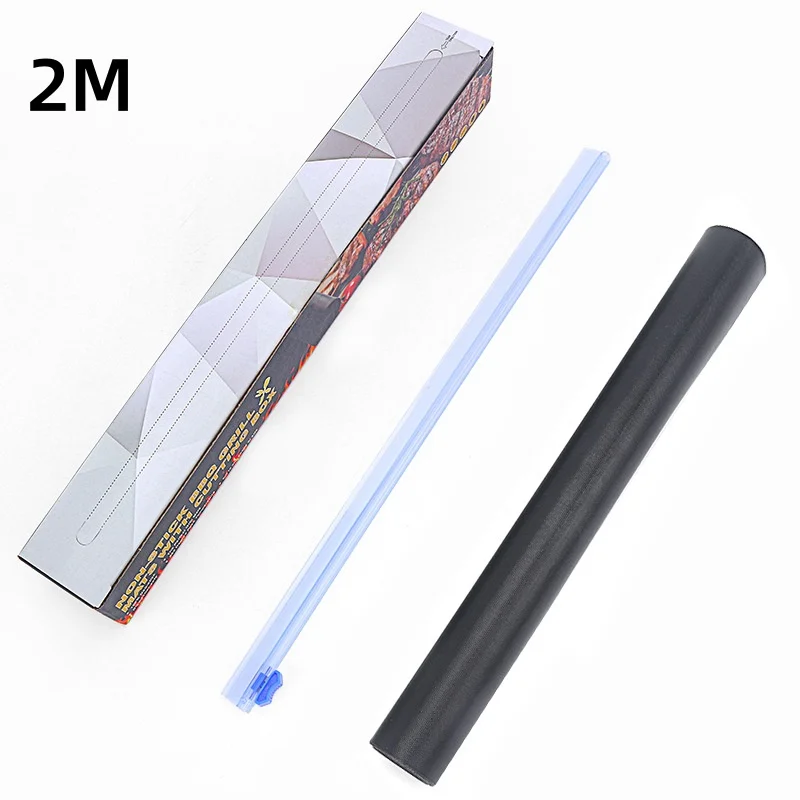 BBQ Grill Mat Non PTFE Oven Liner Heat Resistant Up to 500F Cuttable for Grilling Baking Roasting 1M 2M 4M Black