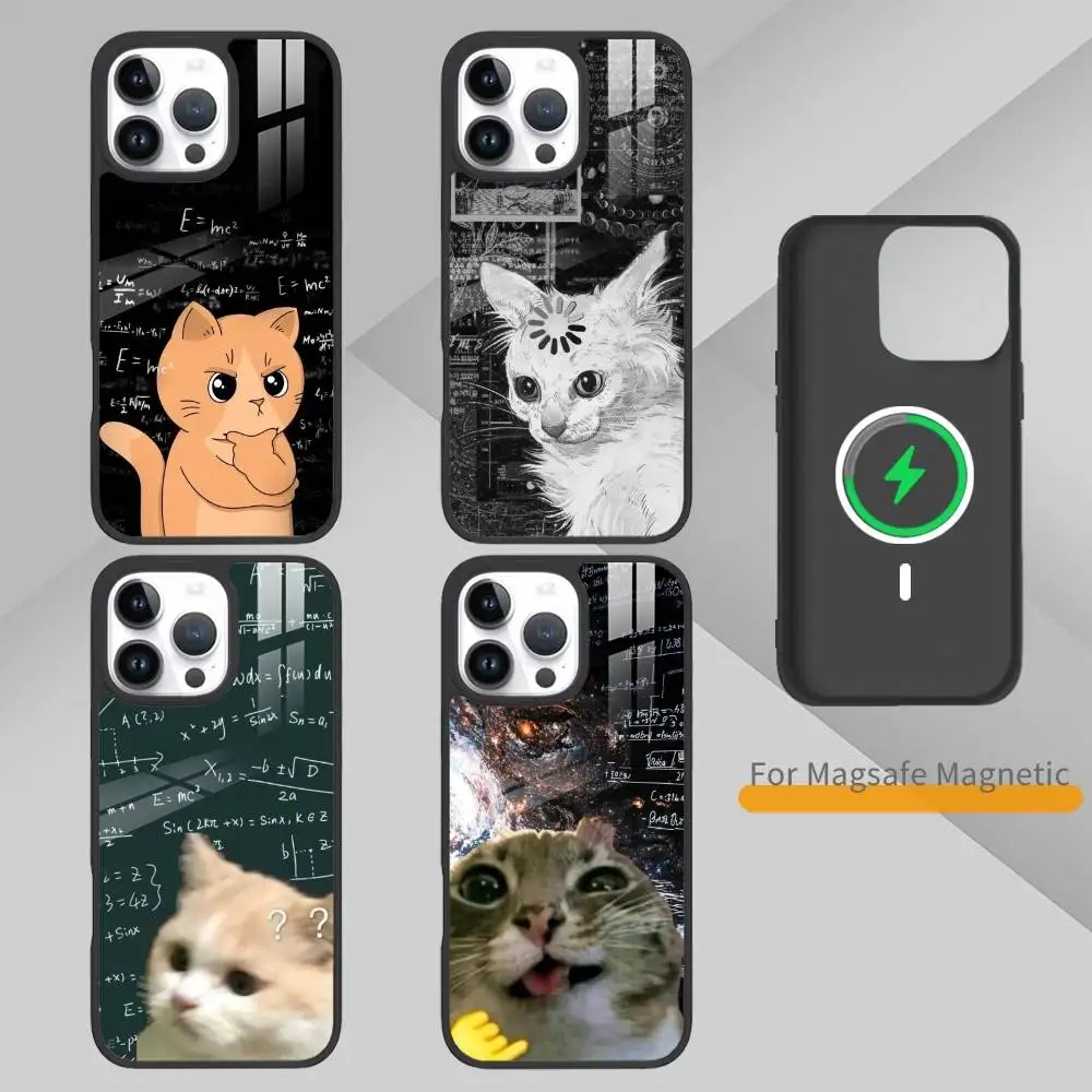 

Thinking Cat Animal Phone Case For iPhone 14,16,15,13,17,12,Plus,Pro,Max Magnetic For Magsafe Frosted Cover