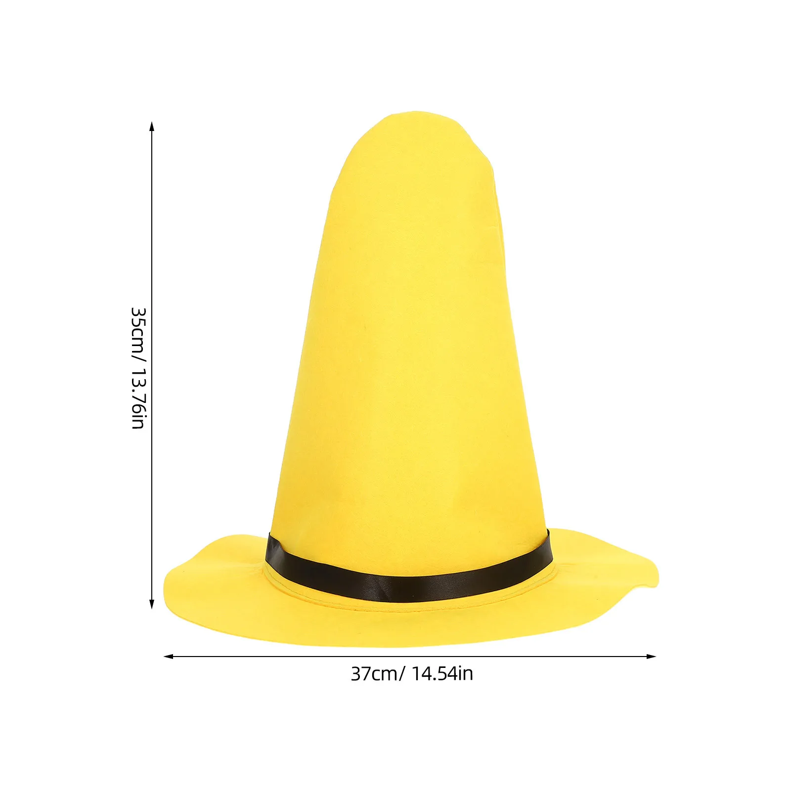 Heksenhoed Halloween kostuumaccessoire gemaakt van verdikt geel vilt voor dames heren kinderen festivals cosplay en binnen buiten