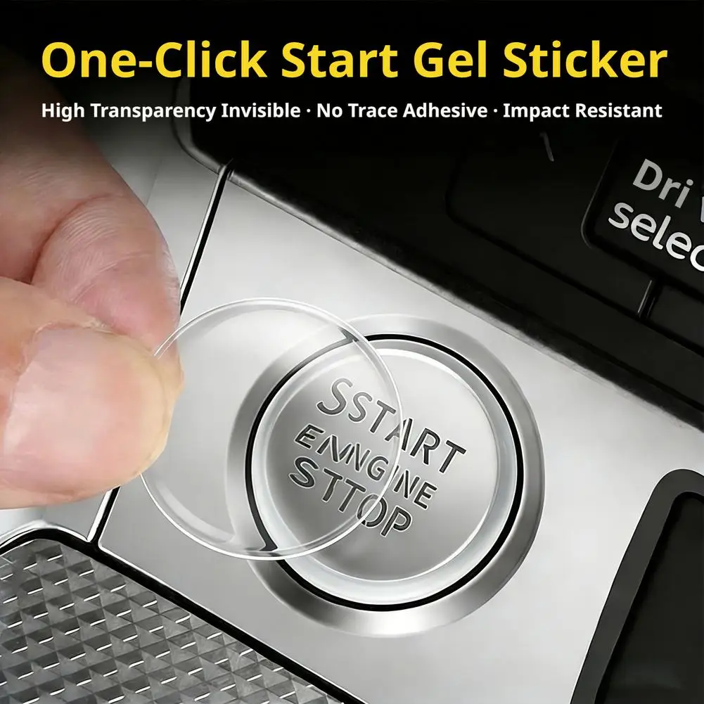 Crystal Transparent Ignition Switch Sticker HD Light-Transmitting Protective Film Start Stop Button Protector Scratch Resistant