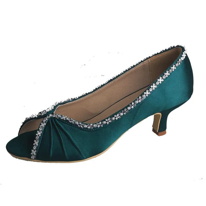 

Venus lure Dark Green Wedding Woman Shoes Dark Green Open Toe Ladies Summer Pumps