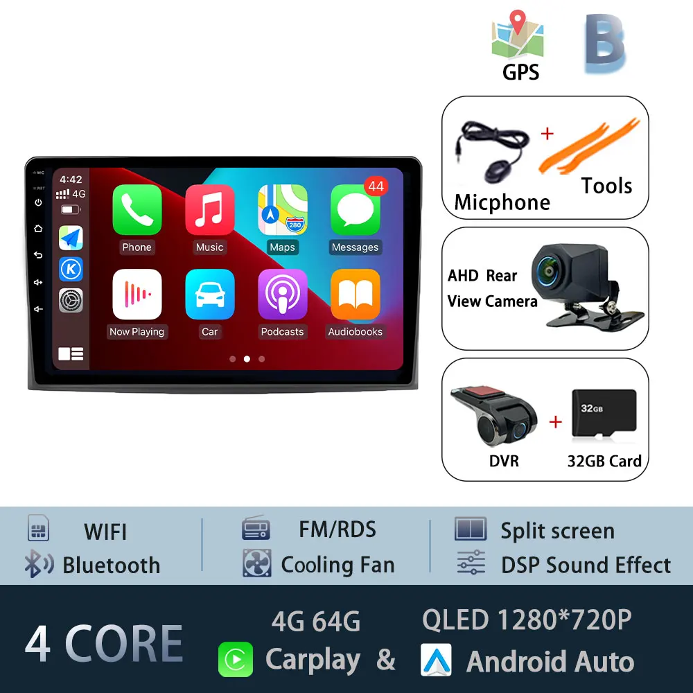 For Toyota Corolla Verso Spacio E120 2001-2007 Autoradio Carplay WIFI Car Radio GPS Navigation Multimedia Video Stereo DSP Audio