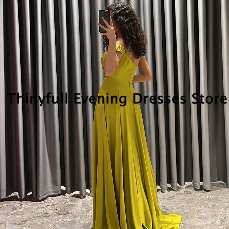 Thinyfull Formal A-Line Prom Dresses One Shoulder Beadings Evening Dress 2023 Saudi Arabia Dubai Cocktail Party Gowns Plus Size