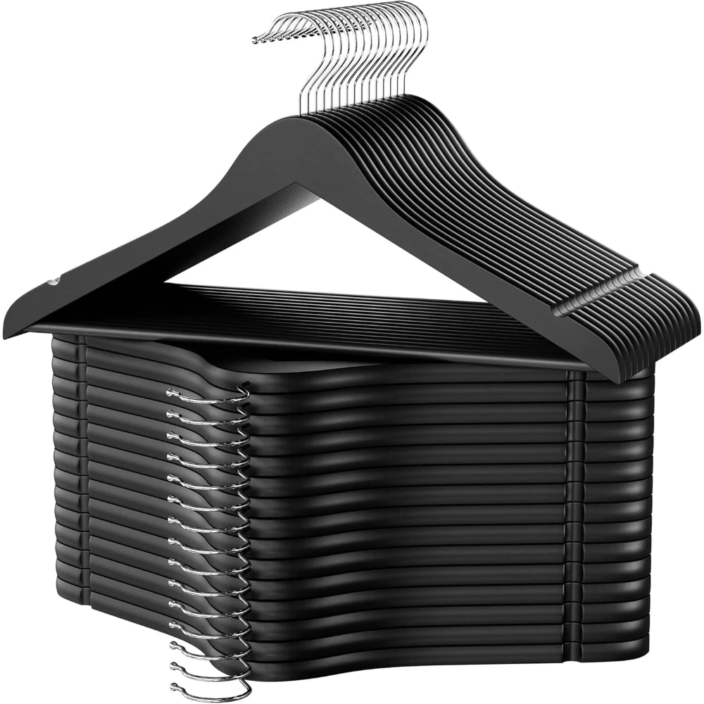 

Черные деревянные вешалки, 10 шт. Деревянная вешалка для шкафа, вешалки для пальто, рубашек, брюк, костюмов