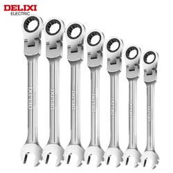 DELIXI ELECTRIC Ratchet Wrench 72-Tooth Multifunctional Open-ended Torx Wrench，Flexible Head Mirror Finish， Auto Repair Tools