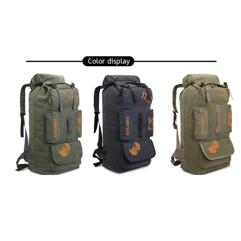 100L 70L Camping Backpack Canvas for Men Women Outdoor Water Resistant Hiking Backpacks Outdoor Climing Luggage