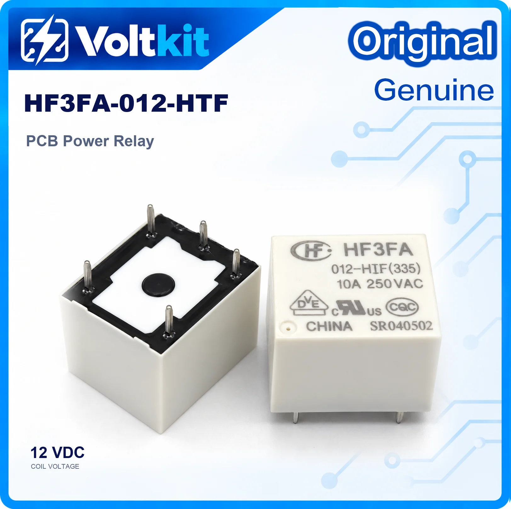 5PCS HF3FA-012-HTF HF3FA 12VDC 4 Pin SPST-NO 10A 250VAC Subminiature Power Relay