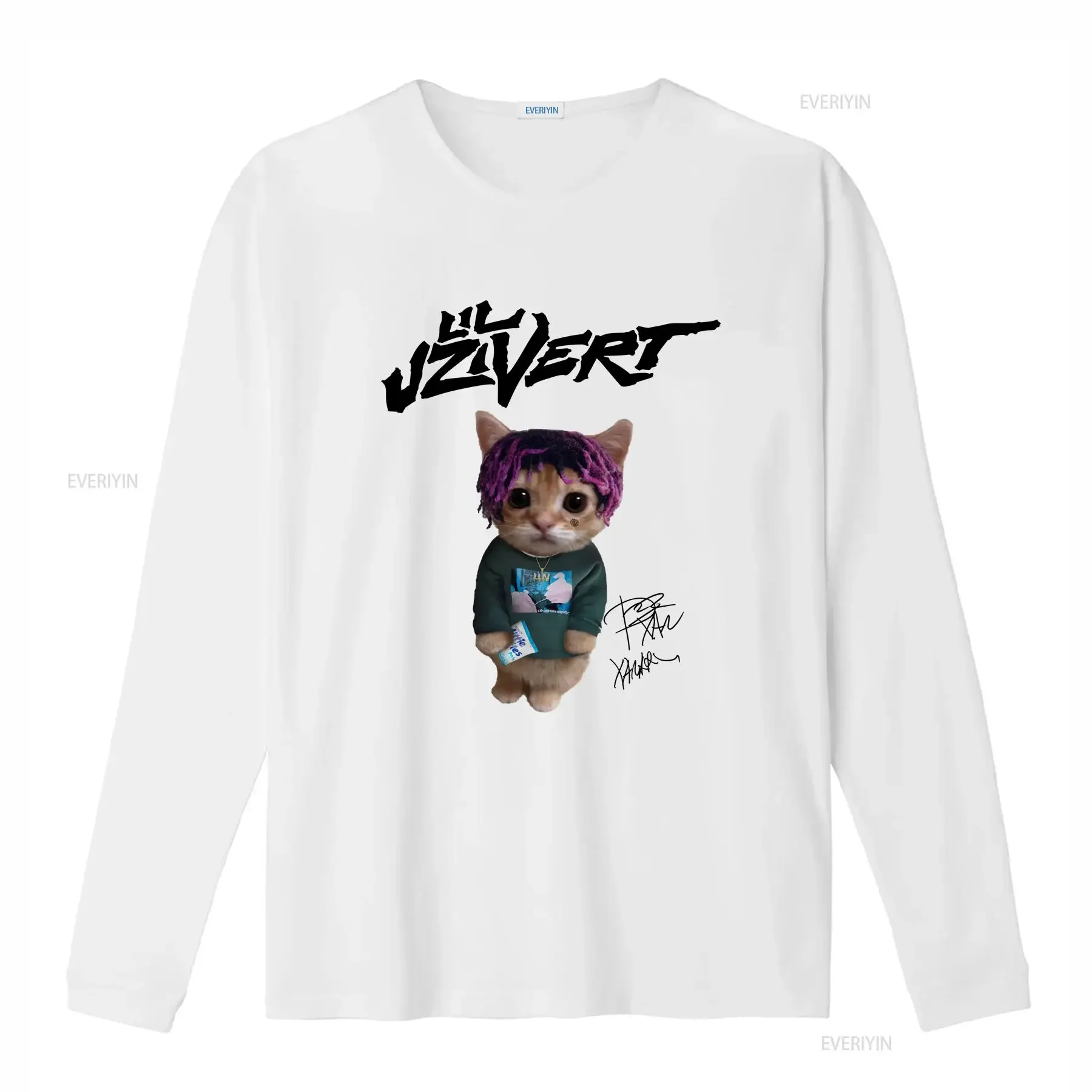 ليل عوزي فيرت مضحك القط لمروحة الأبيض S 2345XL تي شيرت GC677 خمر غسلها مريحة امتدت موضة أنيقة لينة #2