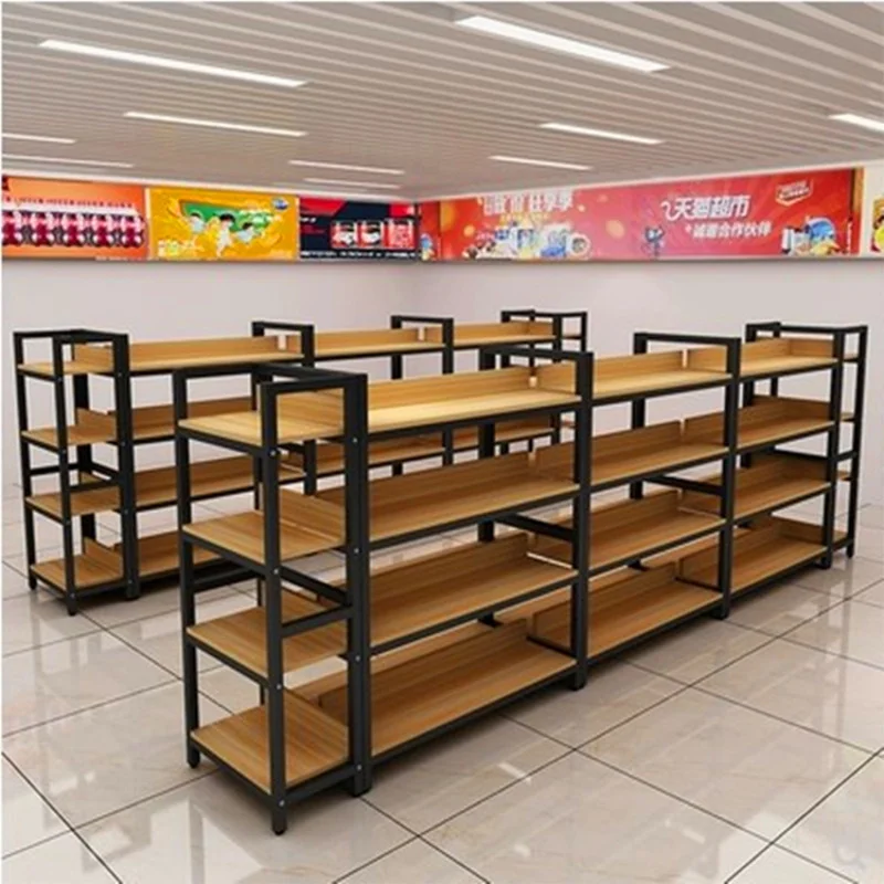 Custom.Supermarket التجزئة رفوف عرض أرفف المتجر وجبات خفيفة مستحضرات التجميل البقالة الأخشاب عرض متجر الراحة رف متعدد المستويات #2