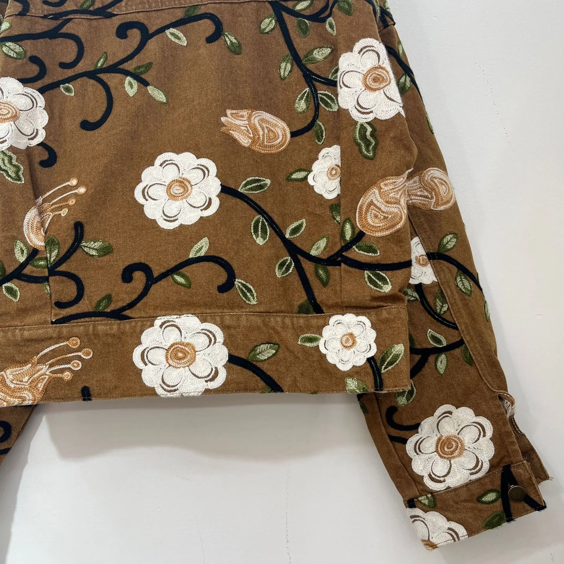 French Elegant Fashion Streetwear Denim Coat Embroidered Long Sleeve Single-breasted Versatile Loose Casual Jeans Jackets Women