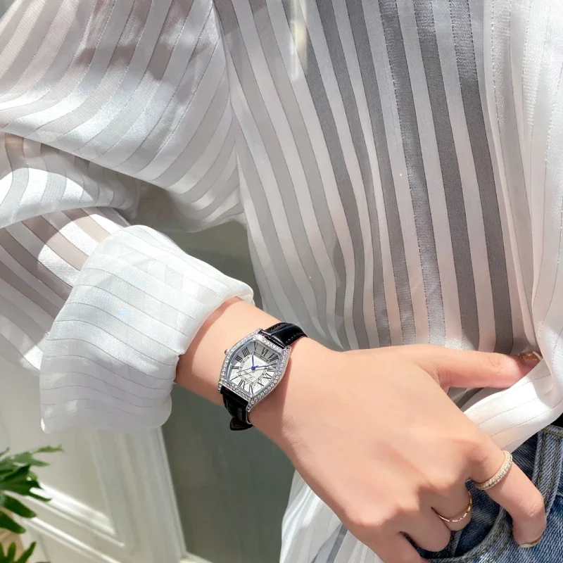 Luxury Brand Woman Watch High Quality Fashion Tonneau Ladies Fashion Quartz watches Leather Waterproof Watch for Women