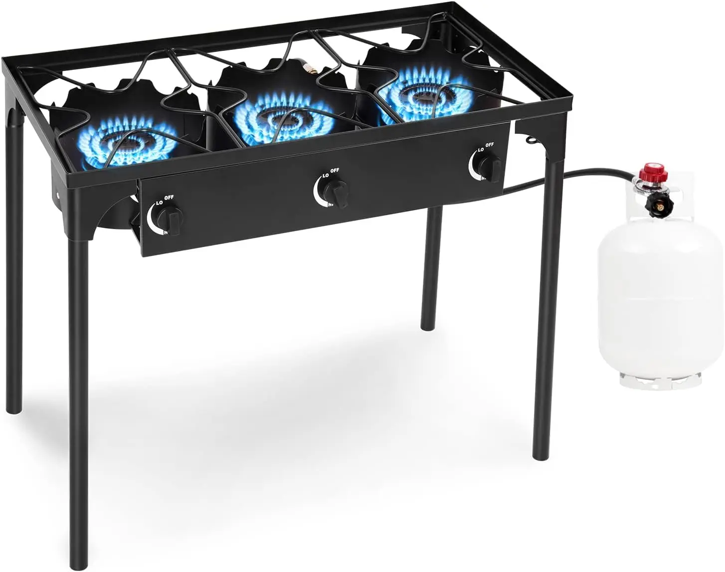 Camping Stove, 3 Burner Propane Camp Stove w/Detachable Legs, 225,000-BTU Output, 20 PSI Regulator & CSA Certification